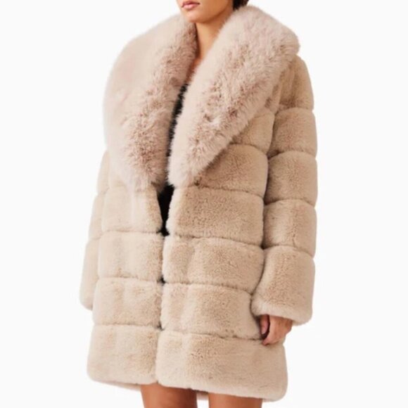ELLIATT GENUINE SUEDE & FAUX FUR COAT JACKET NWT WOMEN’S BEIGE SIZE S/M - Picture 5 of 14